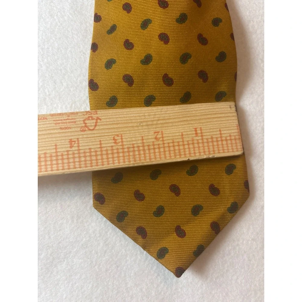 Brooks Brothers Silk Tie Mens OS Gold New Paisley Makers Printed In Italy USA